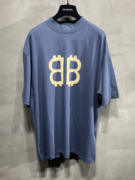 BALENCIAGA CRYPTO T-SHIRT OVERSIZED IN BLUE