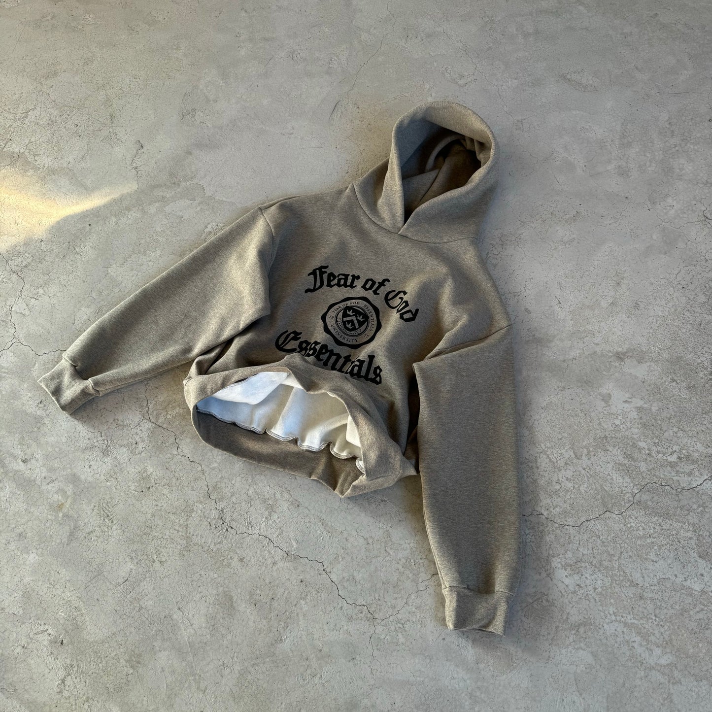Fear of God Essentials Heavy Fleece Vintage Shrunken Hoodie 'Heather Grey'