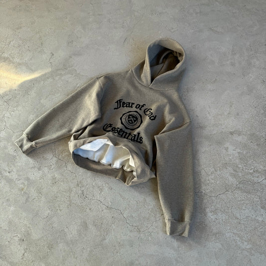 Fear of God Essentials Heavy Fleece Vintage Shrunken Hoodie 'Heather Grey'