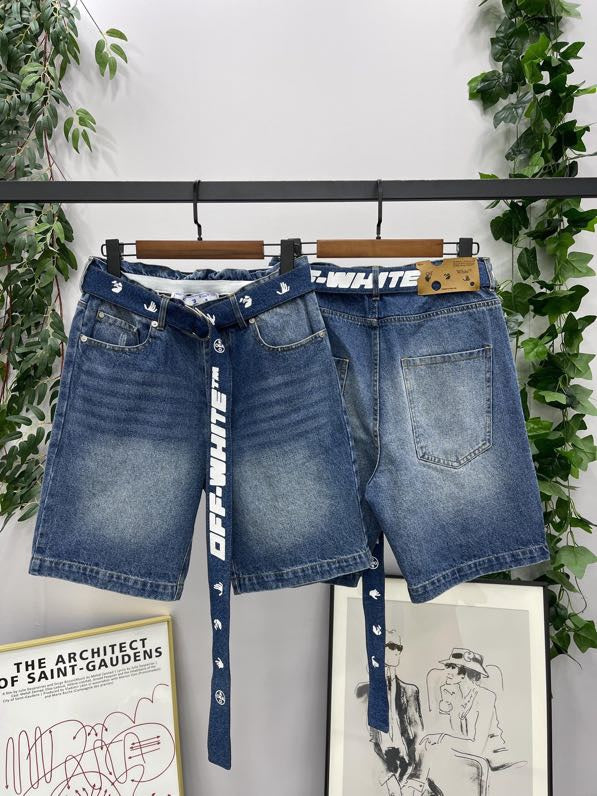 Off-White denim belted shorts