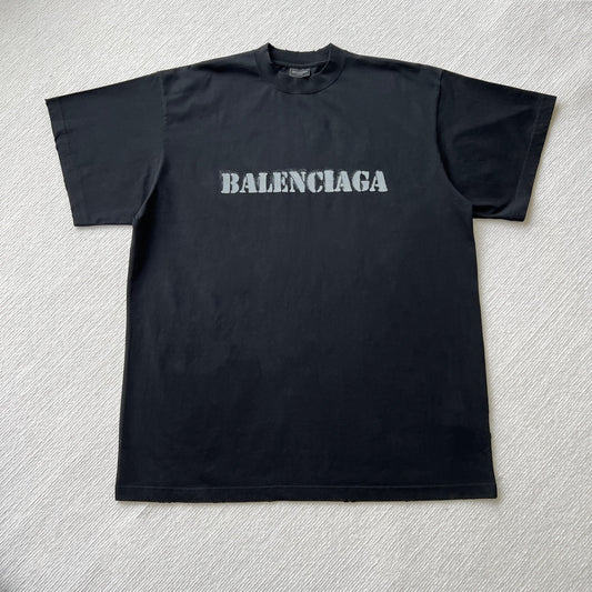BALENCIAGA STENCIL TYPE T-SHIRT MEDIUM FIT IN BLACK