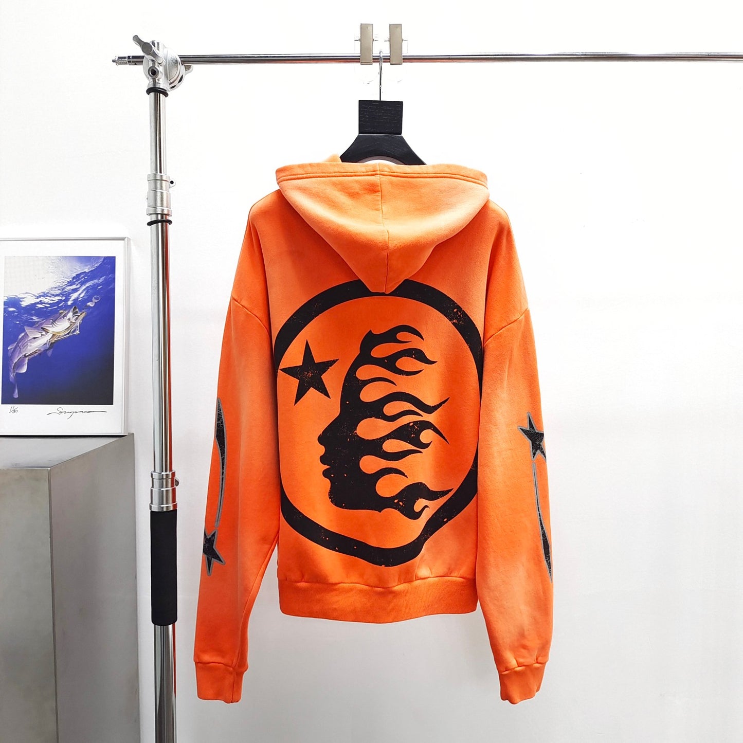 Hellstar Studios fire orange hoodie