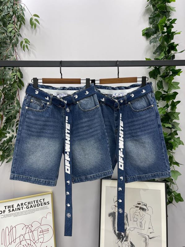 Off-White denim belted shorts