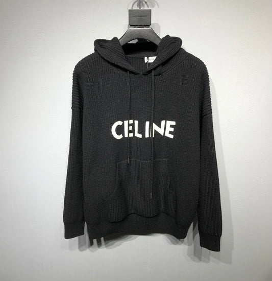 CELINE HOODED SWEATER IN RIBBED WOOL