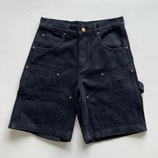 Louis Vuitton monogram cargo denim shorts black