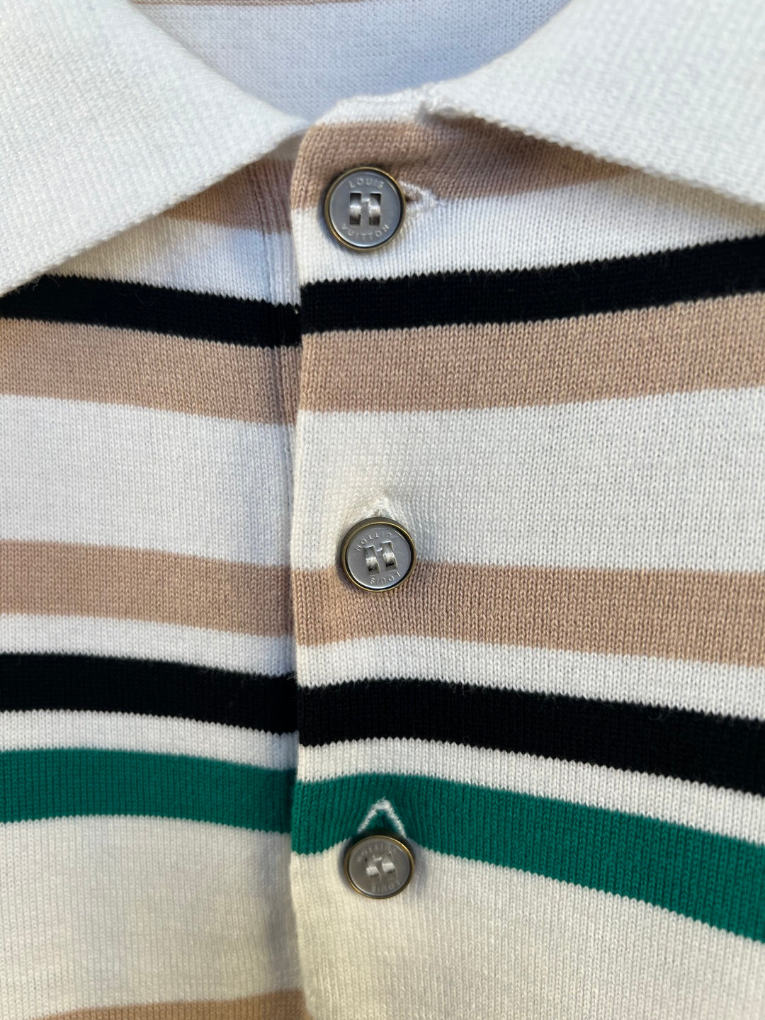 LV Striped Textured Short-Sleeved Polo Shirt 1AK7I4