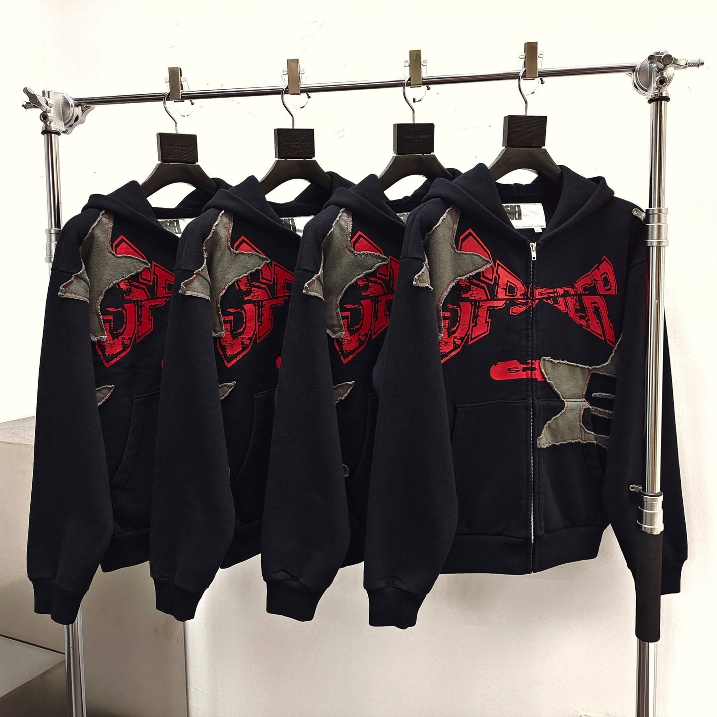 Sp5der Big Star Full Zip Hoodie 'Black'