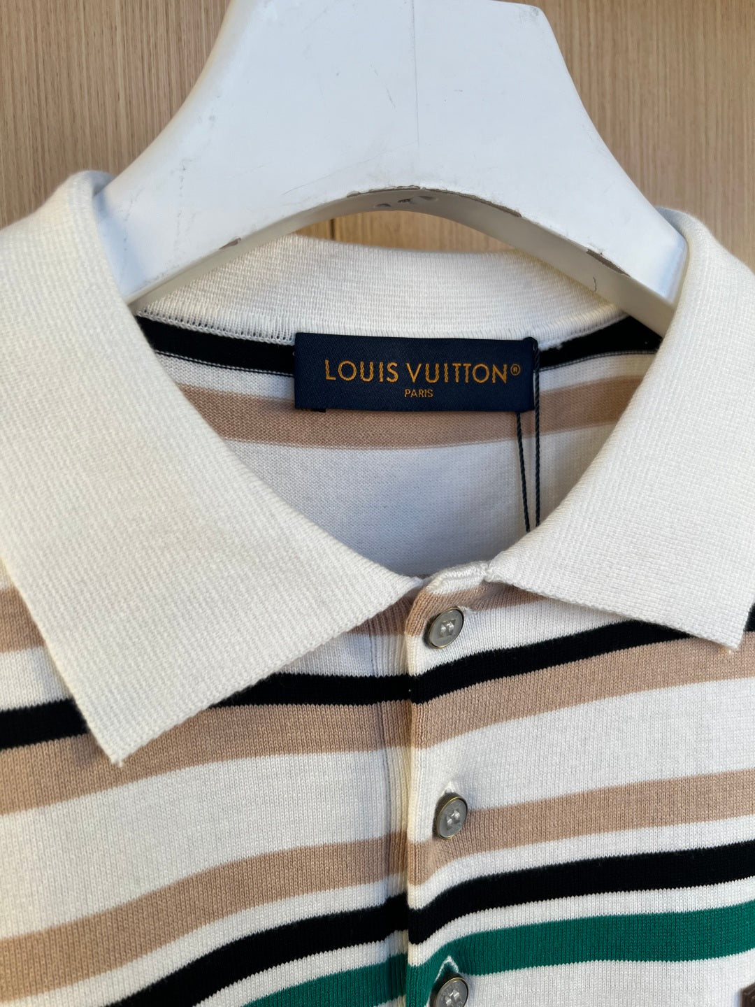 LV Striped Textured Short-Sleeved Polo Shirt 1AK7I4