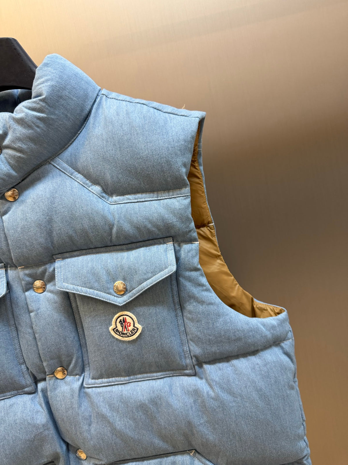 Moncler Ervional Denim Down Vest Light blue