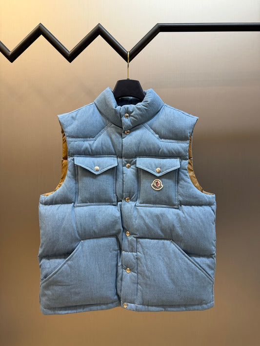 Moncler Ervional Denim Down Vest Light blue