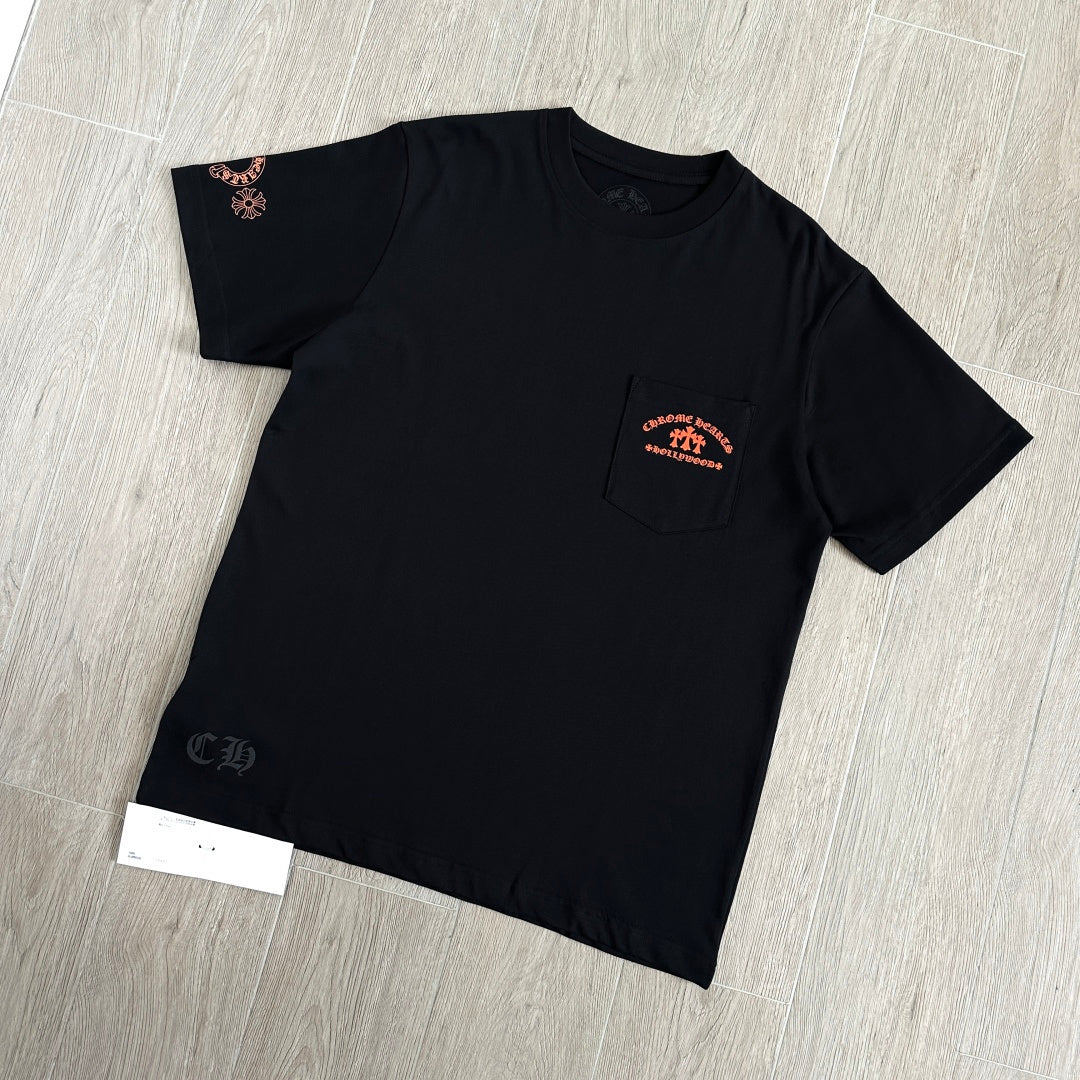 Chrome Hearts Triple Cross Hollywood Pocket Tee 'Black/Orange'