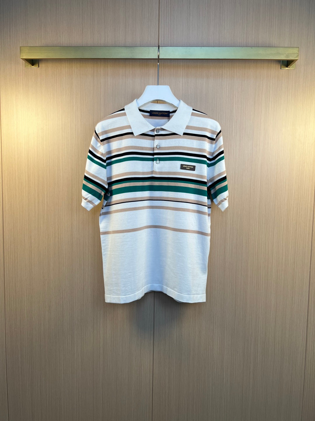 LV Striped Textured Short-Sleeved Polo Shirt 1AK7I4