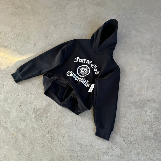 Fear of God Essentials Fleece Vintage Shrunken Hoodie 'Black'