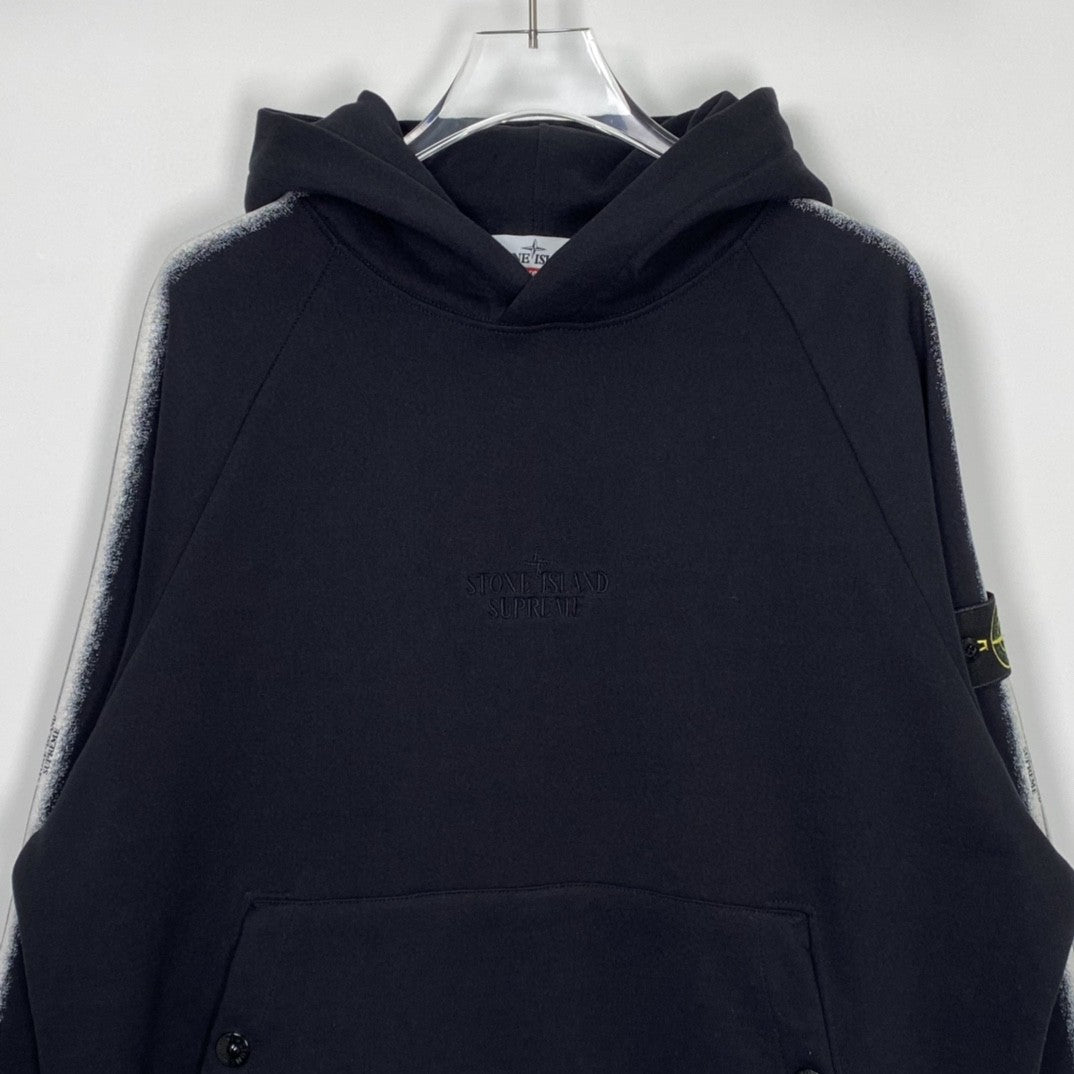 SUP x Stone Island Stripe Hooded Sweatshirt 'Black'