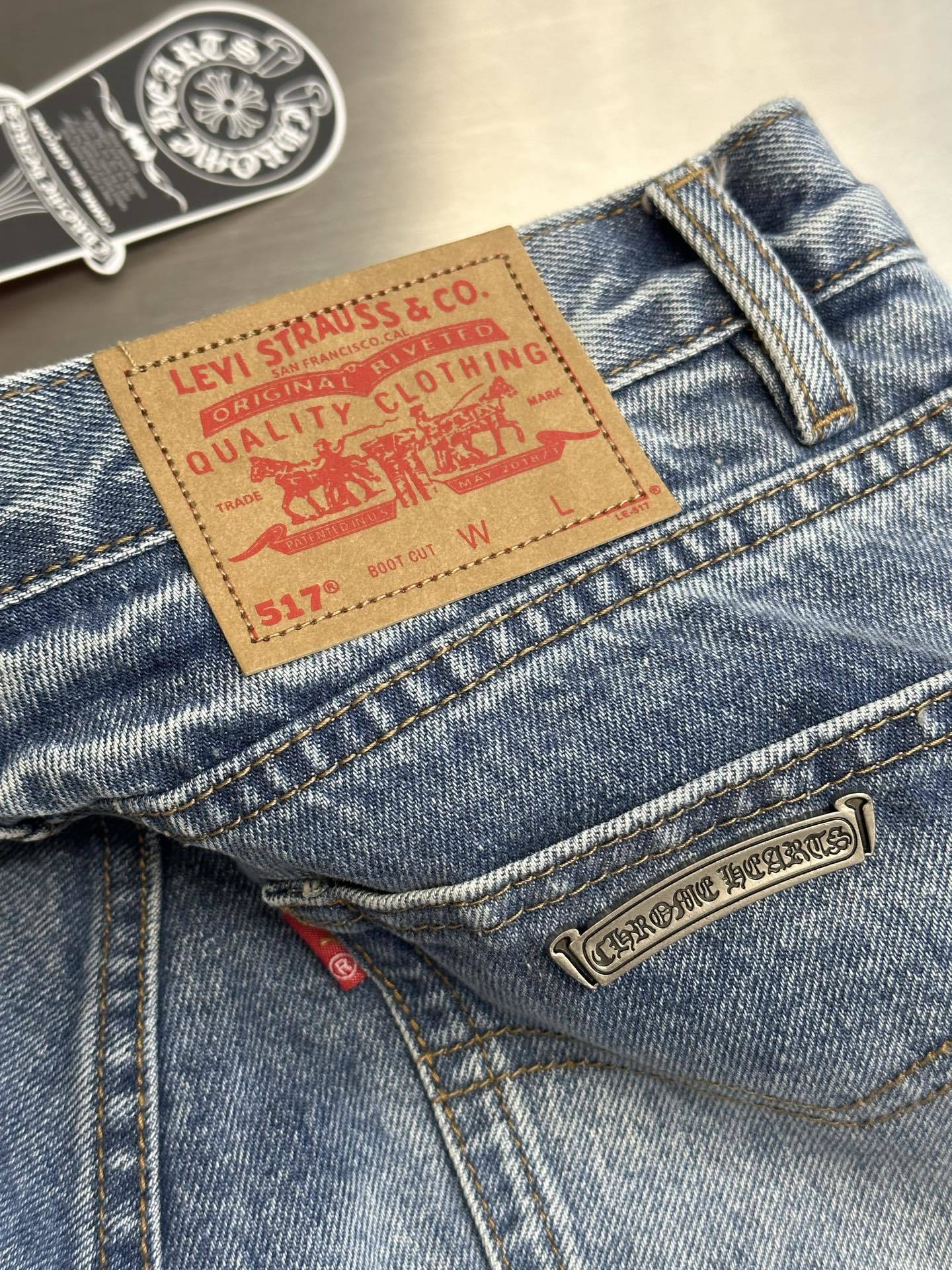 Chrome Hearts Levi Denim Cross Jean Pants