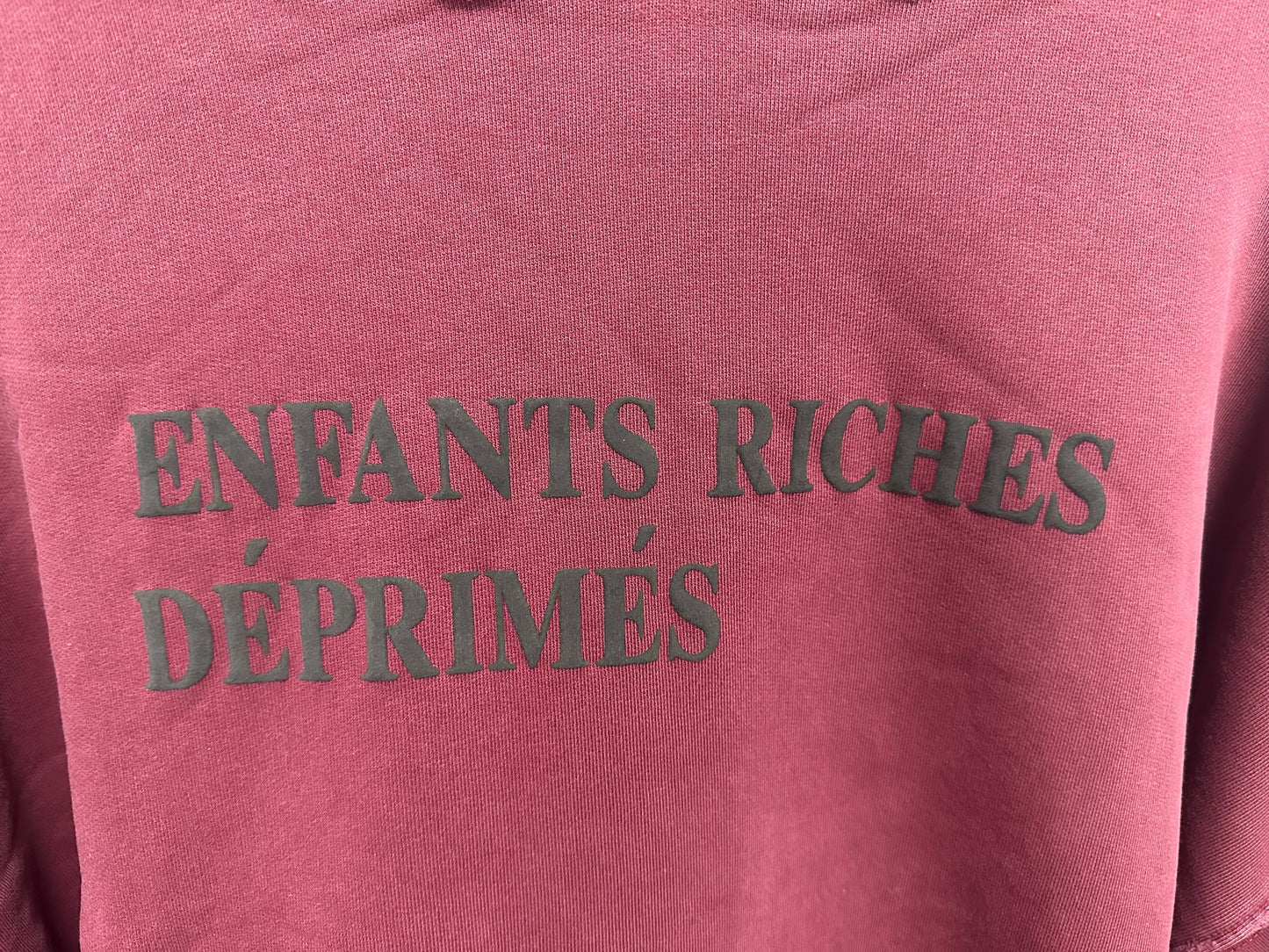 Enfants Riches Déprimés Thrashed Logo Hoodie 'Worn Burgundy/Black'