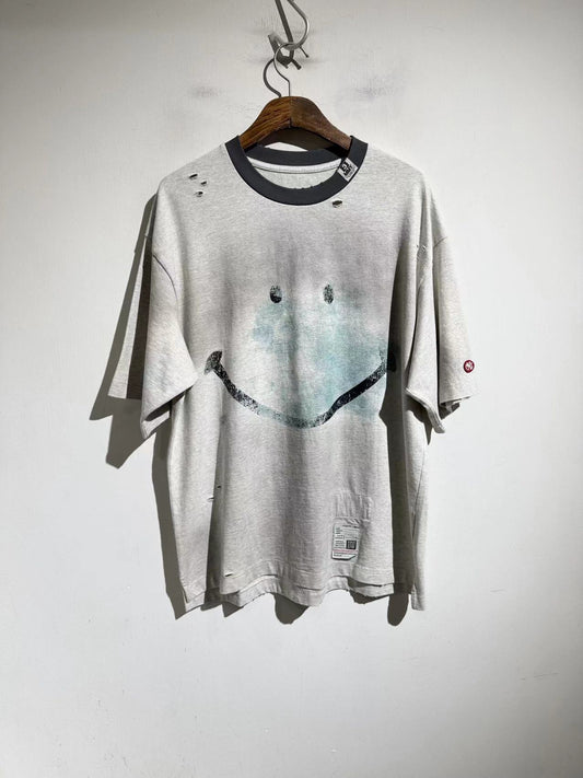 MAISON MIHARA YASUHIRO Smily Face Distressed Ringer Tee