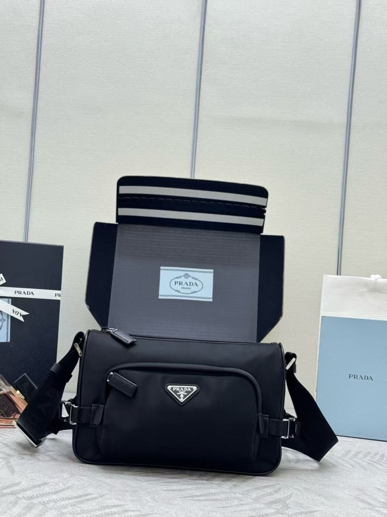 Prada Medium Re-Nylon and Saffiano leather shoulder bag