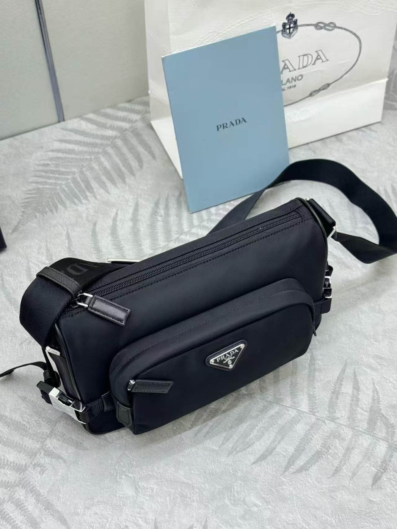 Prada Medium Re-Nylon and Saffiano leather shoulder bag