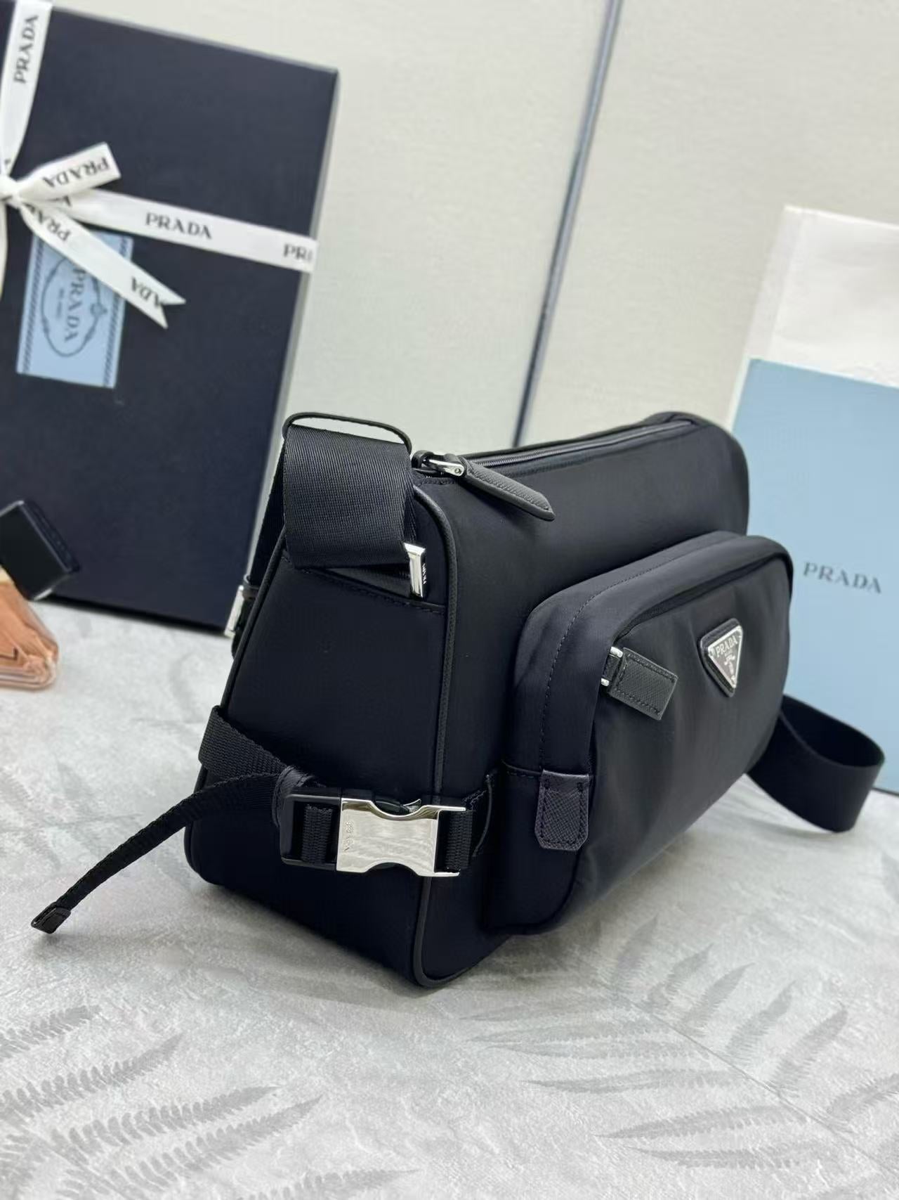 Prada Medium Re-Nylon and Saffiano leather shoulder bag