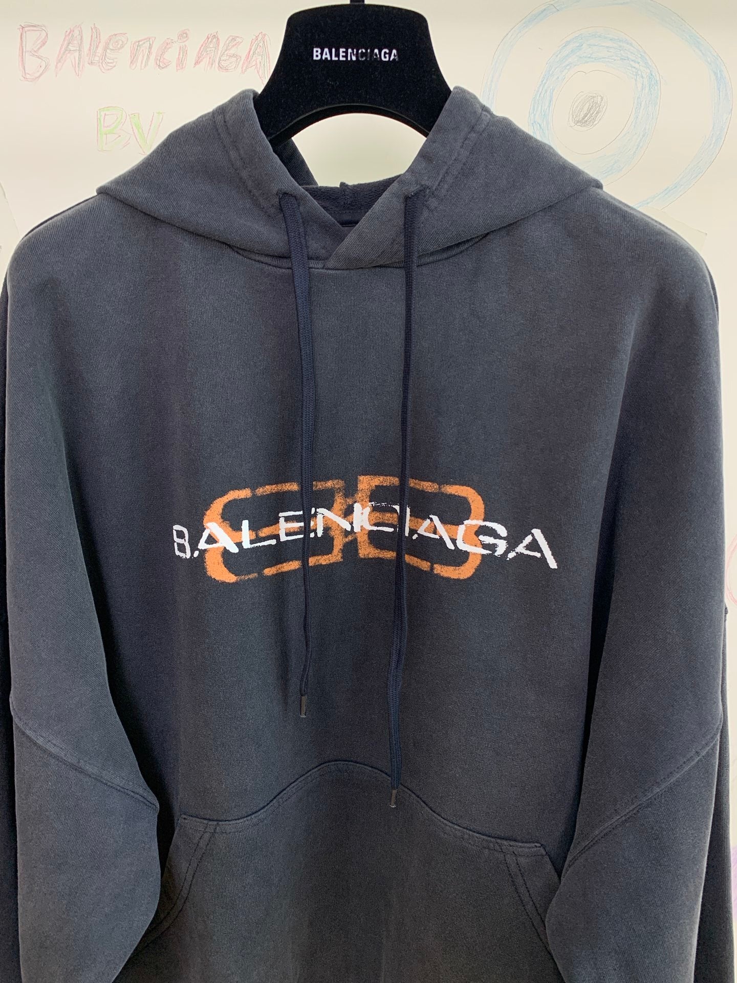 BB MEN'S BB ICON STENCIL HOODIE LARGE FIT IN FADED