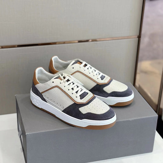 Brunello Cucinelli leather trim suede sneakers