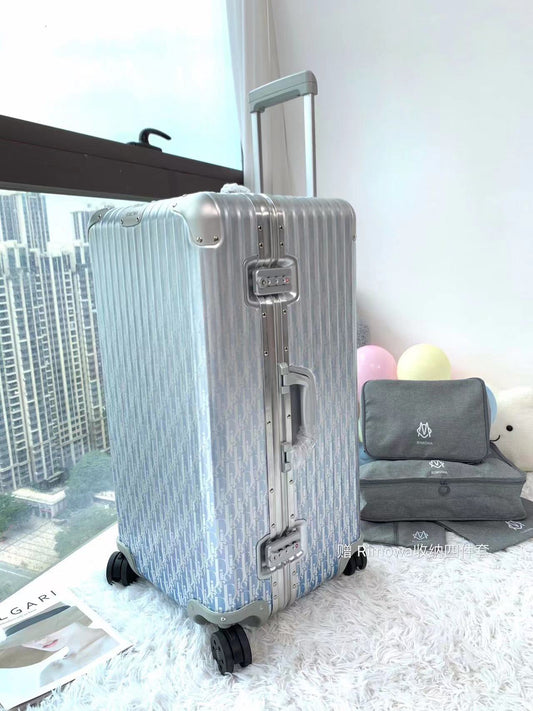 Dior x RIMOWA 4-Wheel Cabin Suitcase Aluminum Dior Oblique 30"