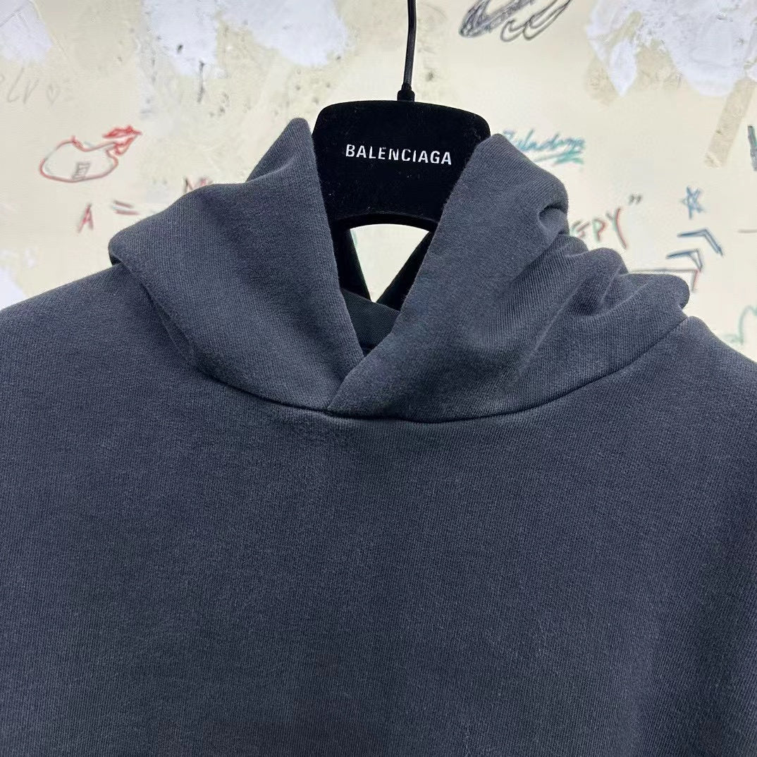 BALENCIAGA HAND-DRAWN HOODIE MEDIUM FIT IN BLACK/WHITE