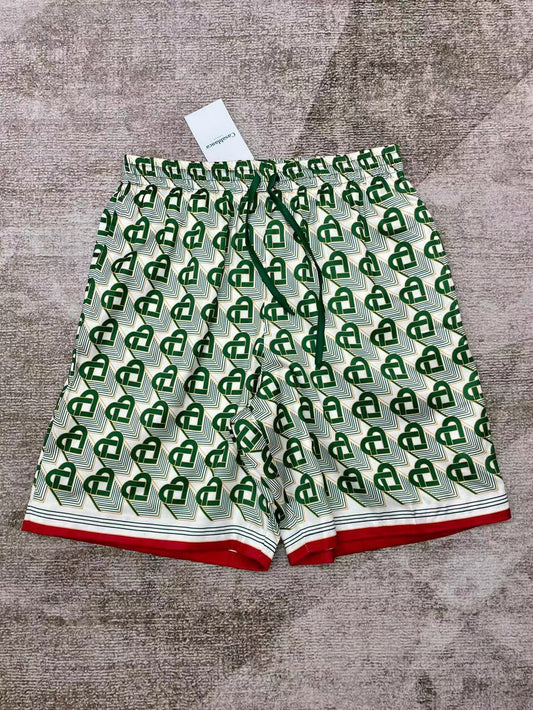 Casablanca hearts monogram silk shorts