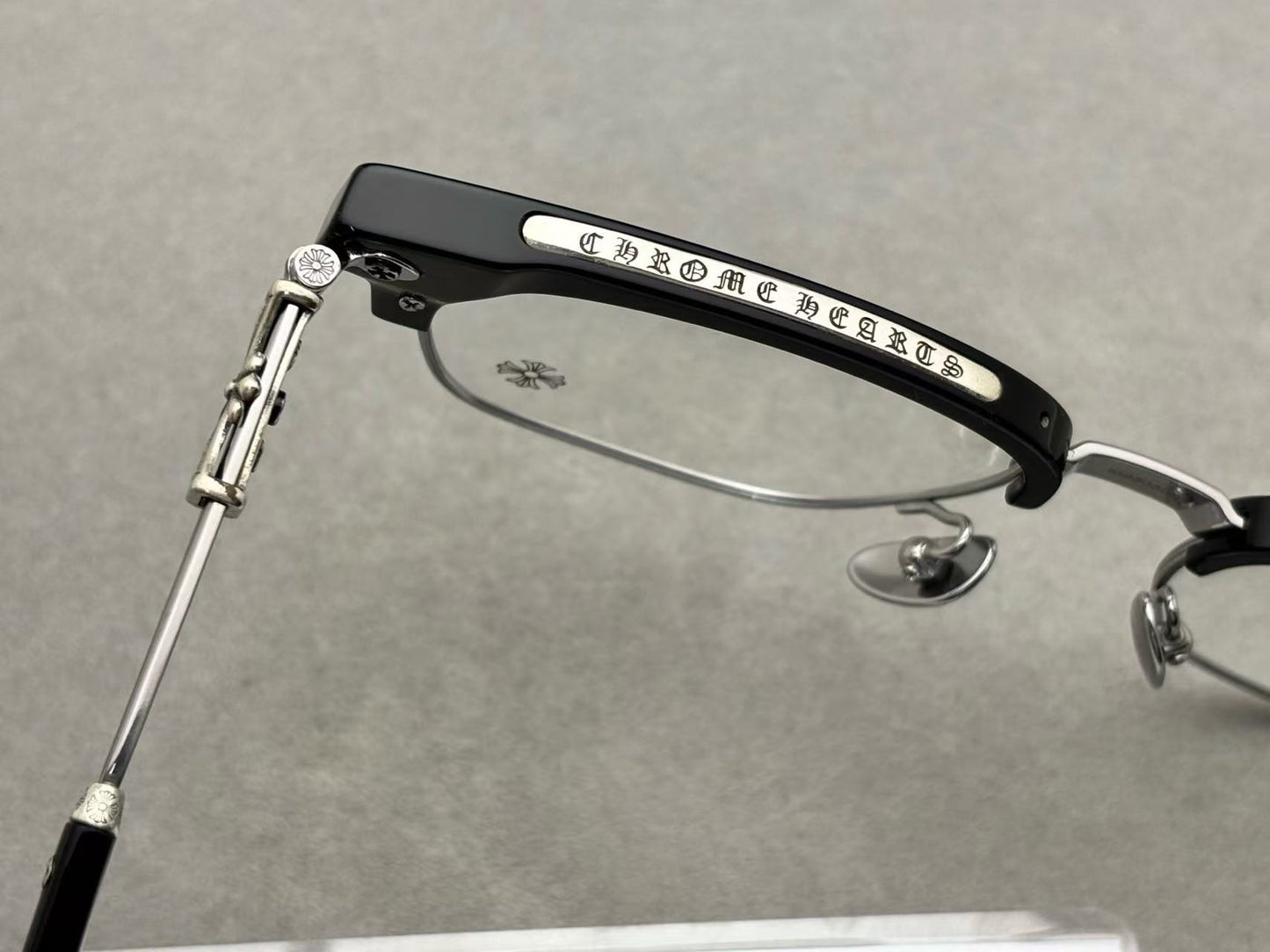Chrome Hearts Bonennoisseur II Black Brushed Silver Eye Glass Frame
