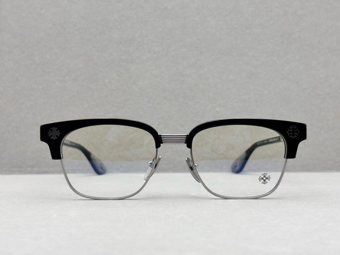 Chrome Hearts Bonennoisseur II Black Brushed Silver Eye Glass Frame