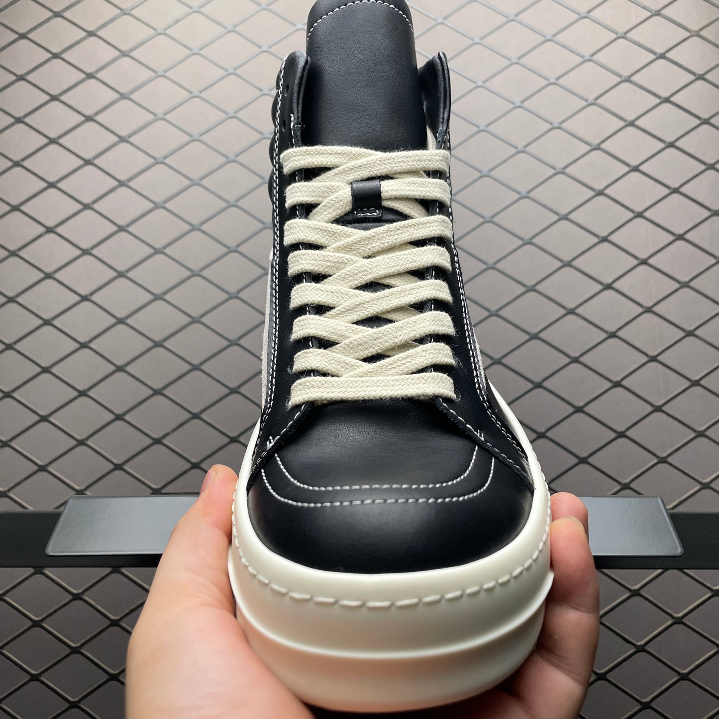 Rick Owens black Hollywood high top sneakers