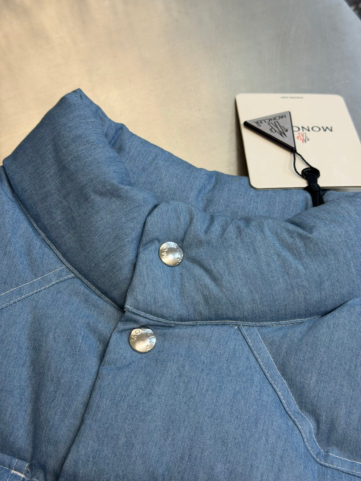 Moncler Ervional Denim Down Vest Light blue