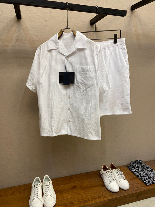 Prada heavy cotton shirt and shorts set