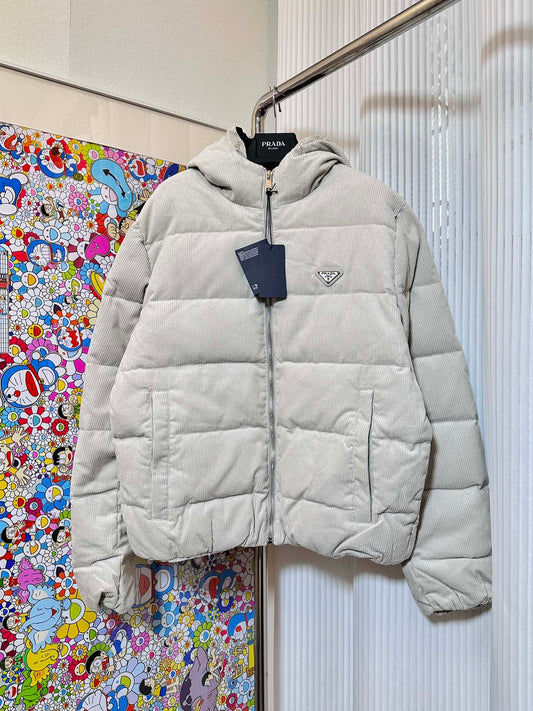 Prada Corduroy Zipped Padded Down Jacket