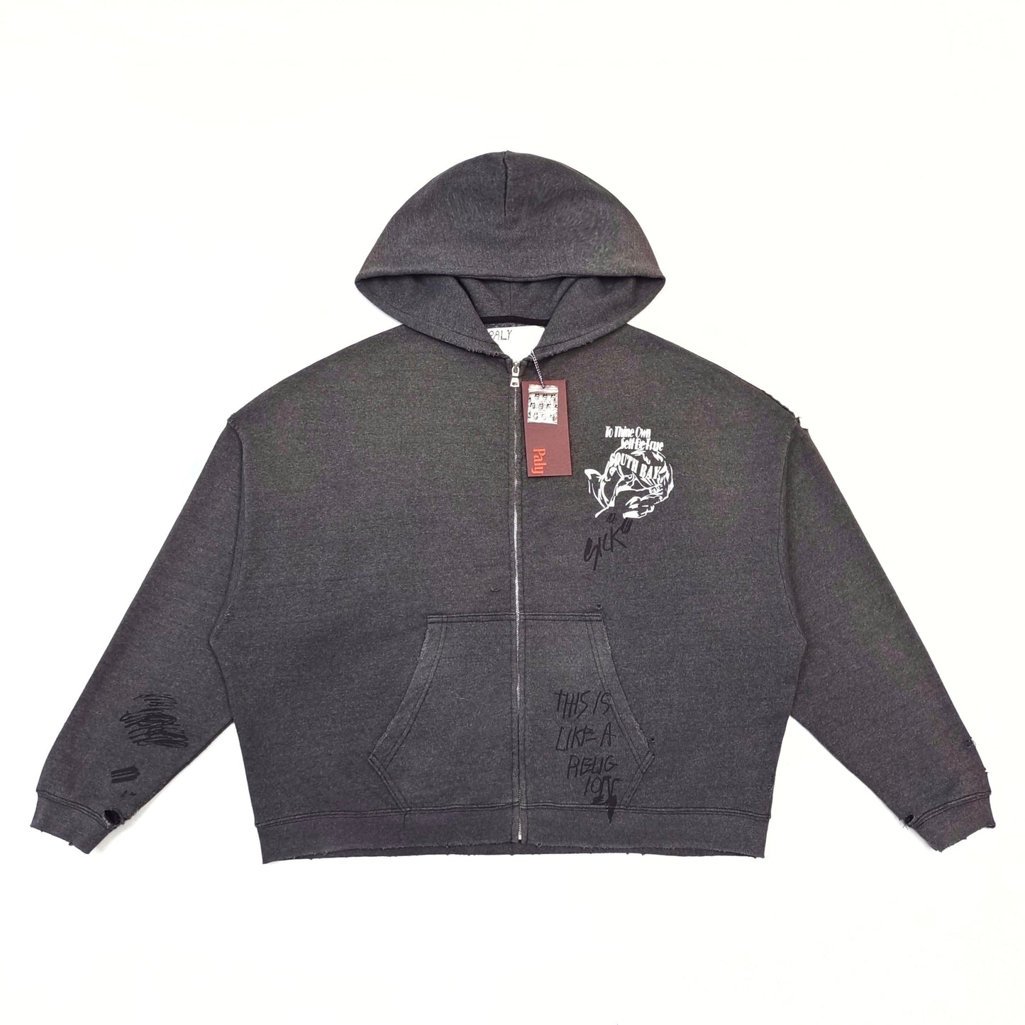 Paly Hollywood Carrying The Message Zip Hooded Sweatshirt 'Black'