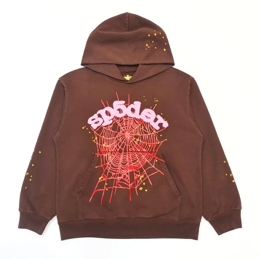 Sp5der Wait Web Brown Hoodie