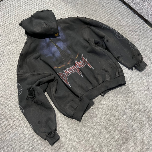 Balenciaga Paris moon destroyed oversized hoodie