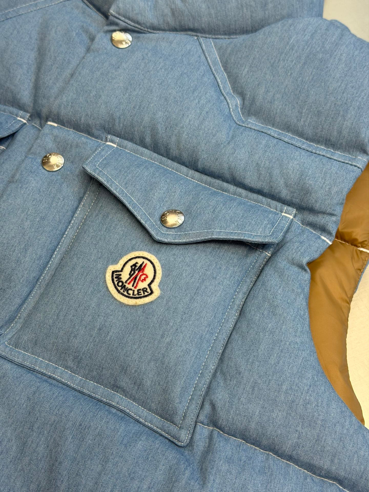 Moncler Ervional Denim Down Vest Light blue