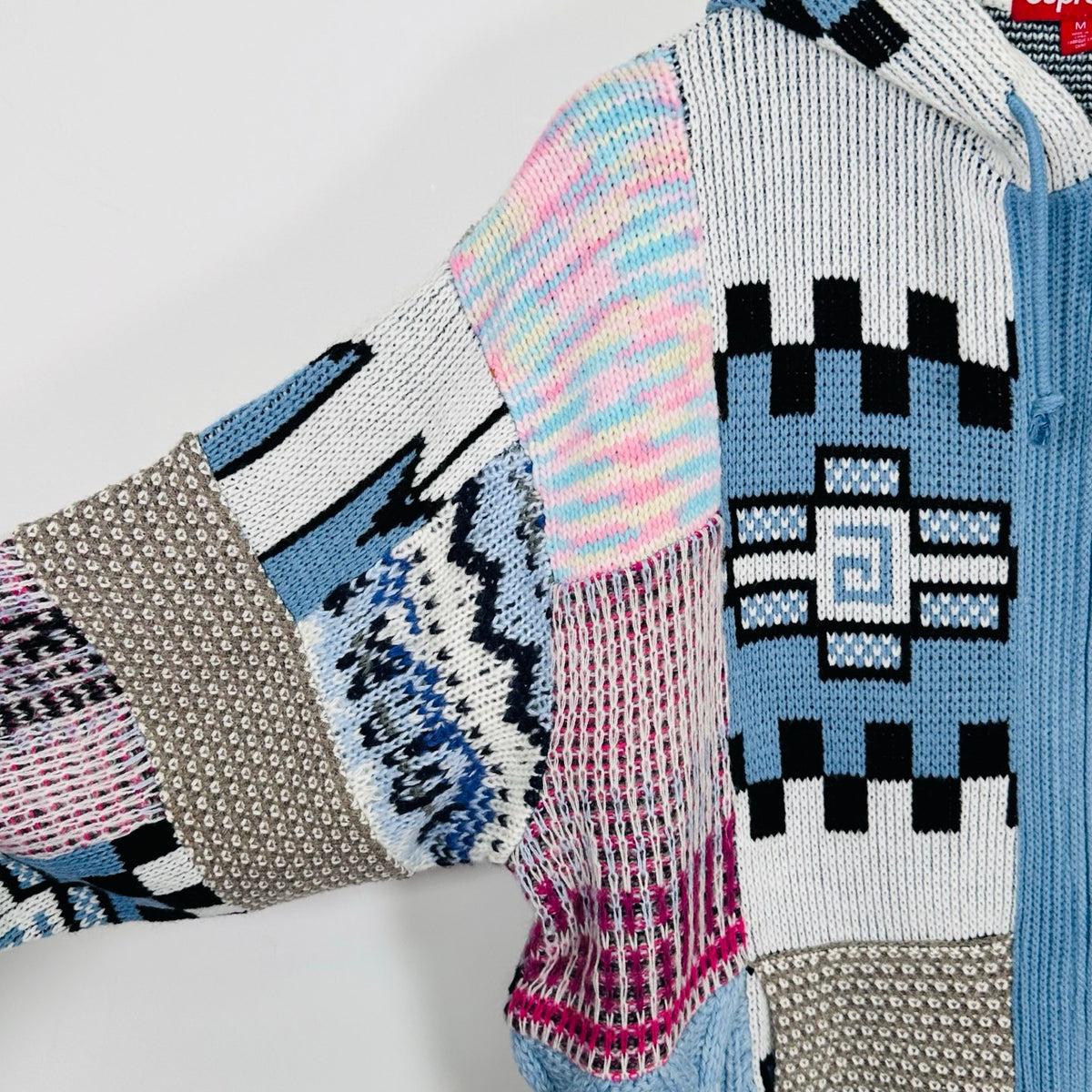 Supreme Patchwork Zip Up Hooded Sweater 'Light Blue'