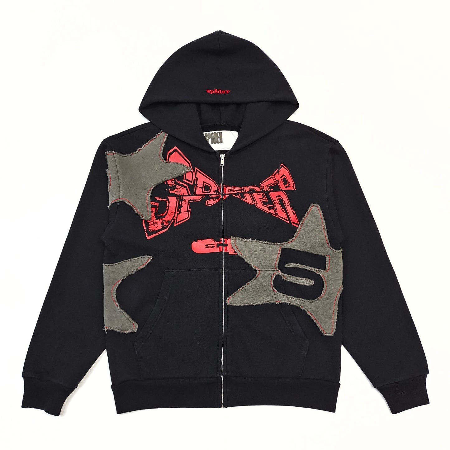 Sp5der Big Star Full Zip Hoodie 'Black'