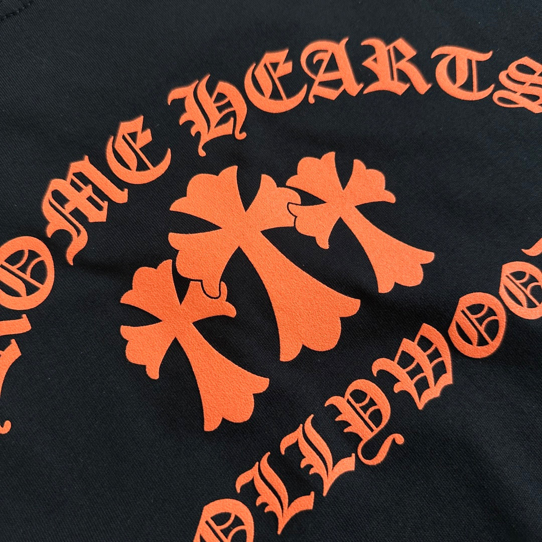 Chrome Hearts Triple Cross Hollywood Pocket Tee 'Black/Orange'