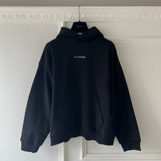 NEW BALENCIAGA BACK HOODIE MEDIUM FIT IN BLACK