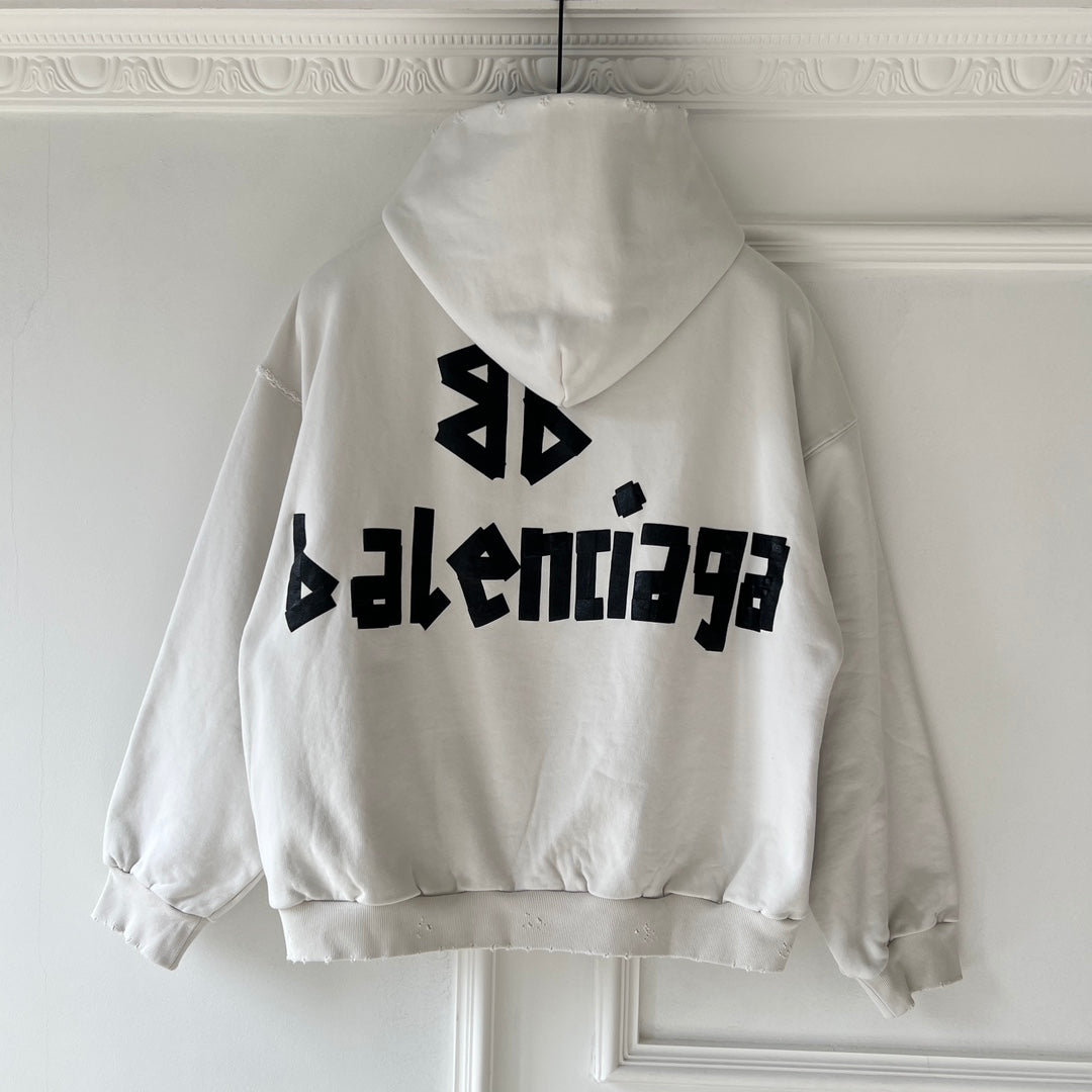 BB NEW TAPE TYPE HOODIE OVERSIZED IN WHITE