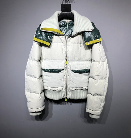 Hermes Quilted rib-trim hooded jacket