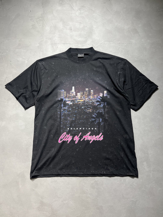 BB City Of Angels T-shirt Medium Fit in Black Faded