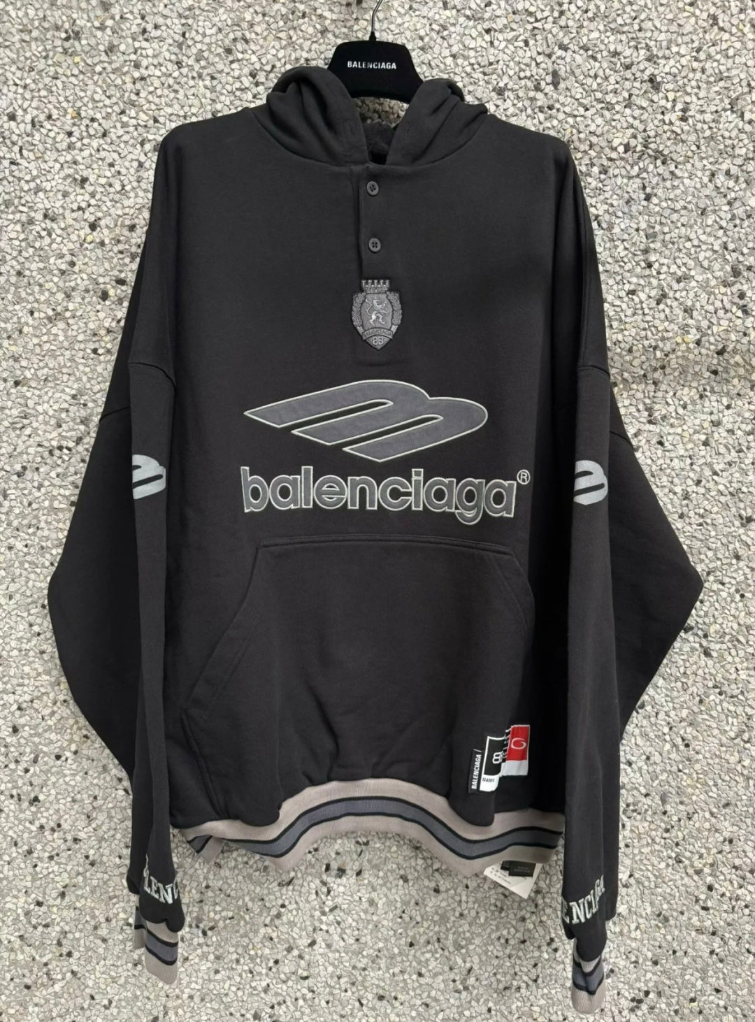 BB Men's 3b Football Polo Hoodie in Black/anthracite