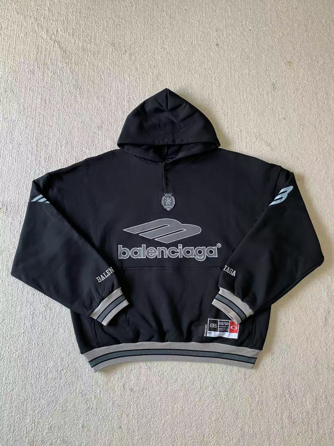 BB Men's 3b Football Polo Hoodie in Black/anthracite