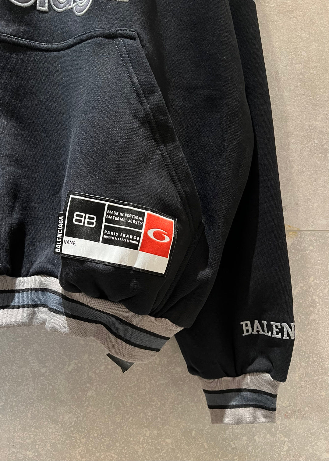 BB Men's 3b Football Polo Hoodie in Black/anthracite