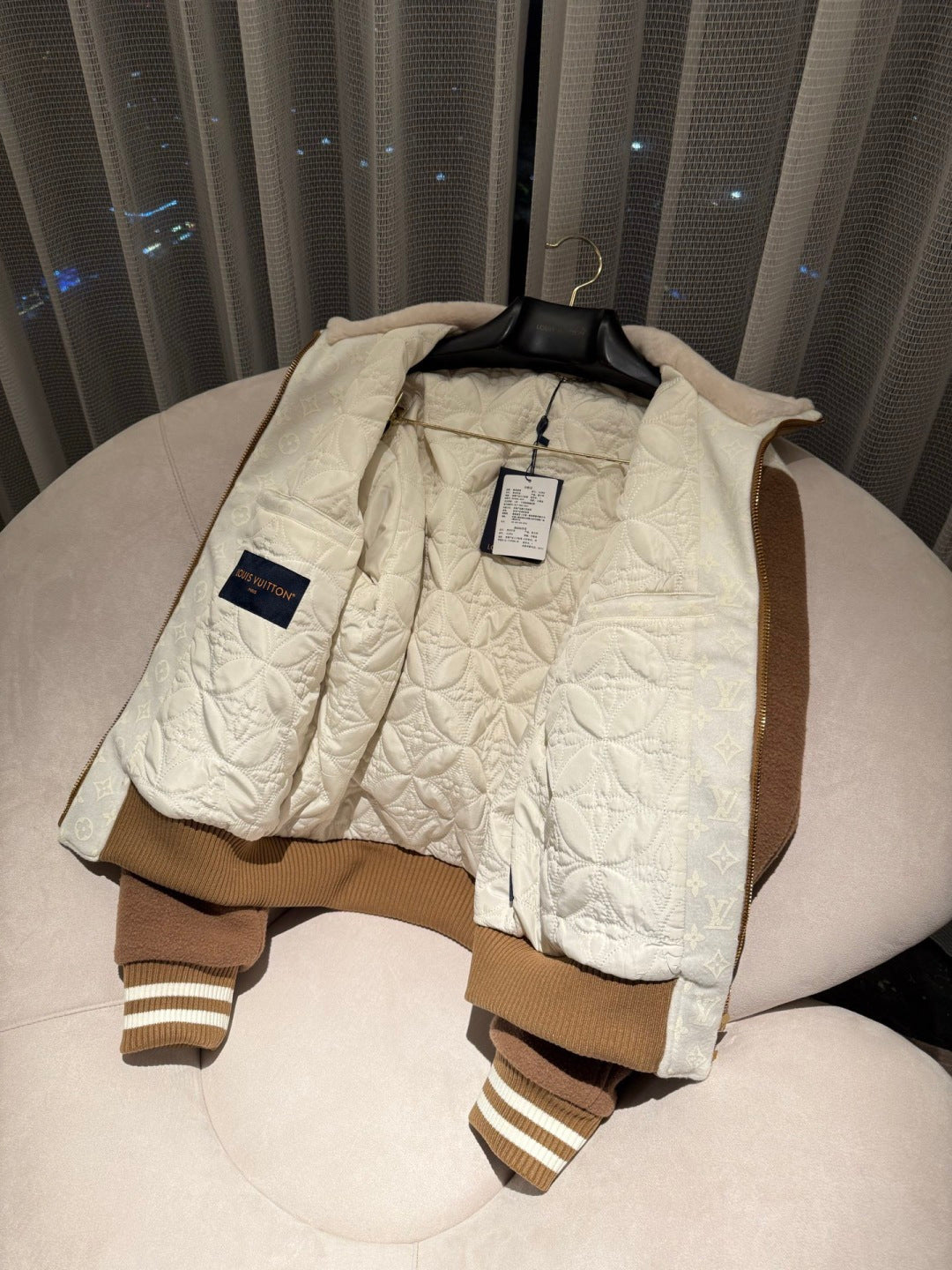 LV Monogram Blouson With Shearling Collar Jacket 1AJBD1